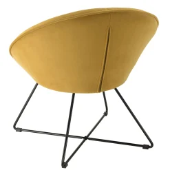 Fauteuil rond design velours moutarde TIM