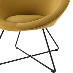 Fauteuil rond design velours moutarde TIM