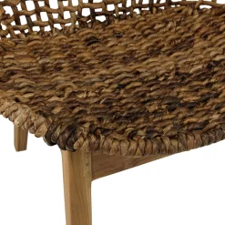 Fauteuil rond marron bois recyclé et chanvre tressé SWING