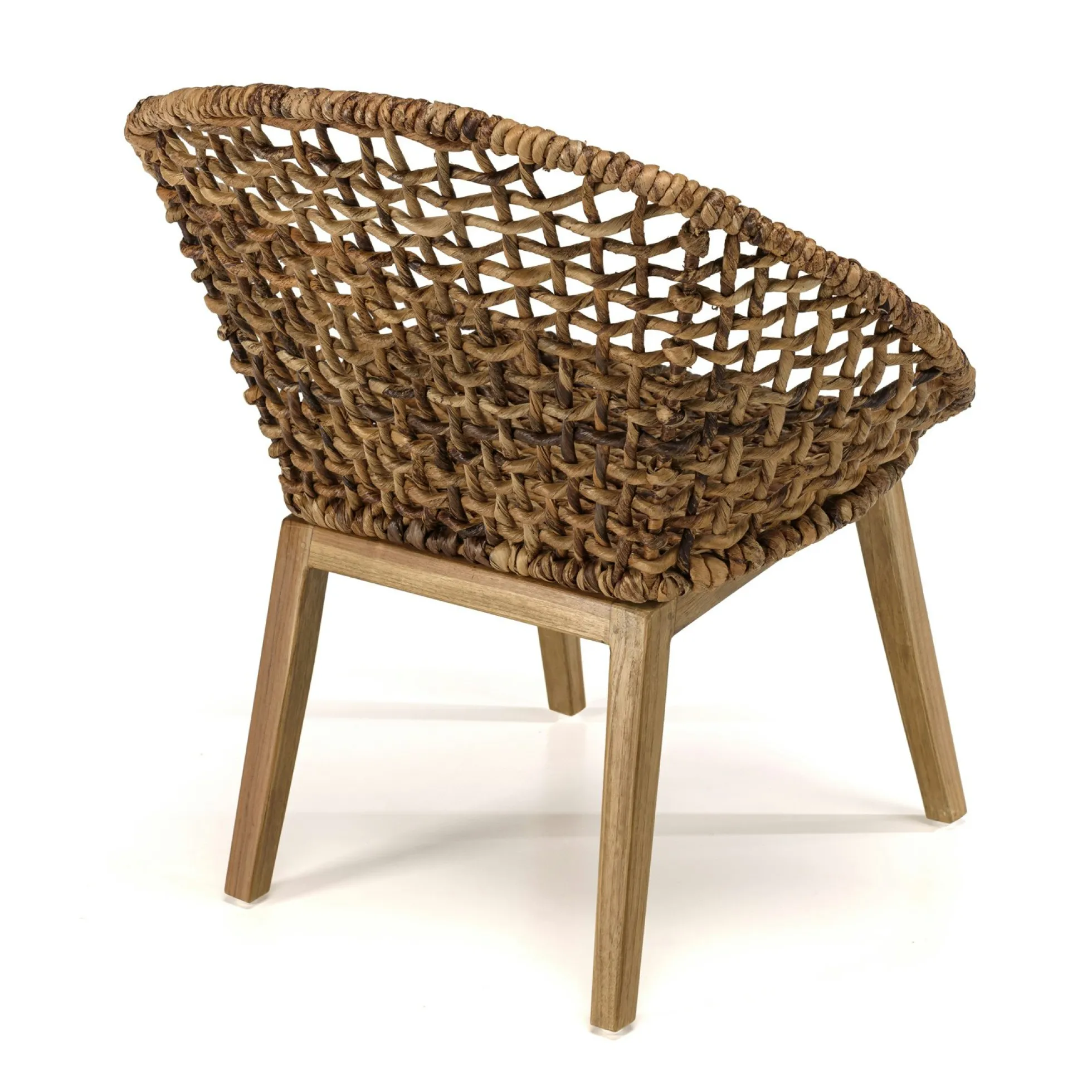 Fauteuil rond marron bois recyclé et chanvre tressé SWING