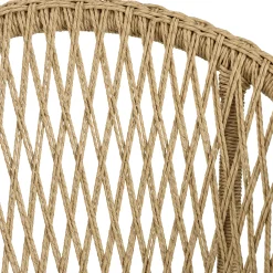 Fauteuil rond tressé beige avec coussin blanc (lot de 2) SUMMER