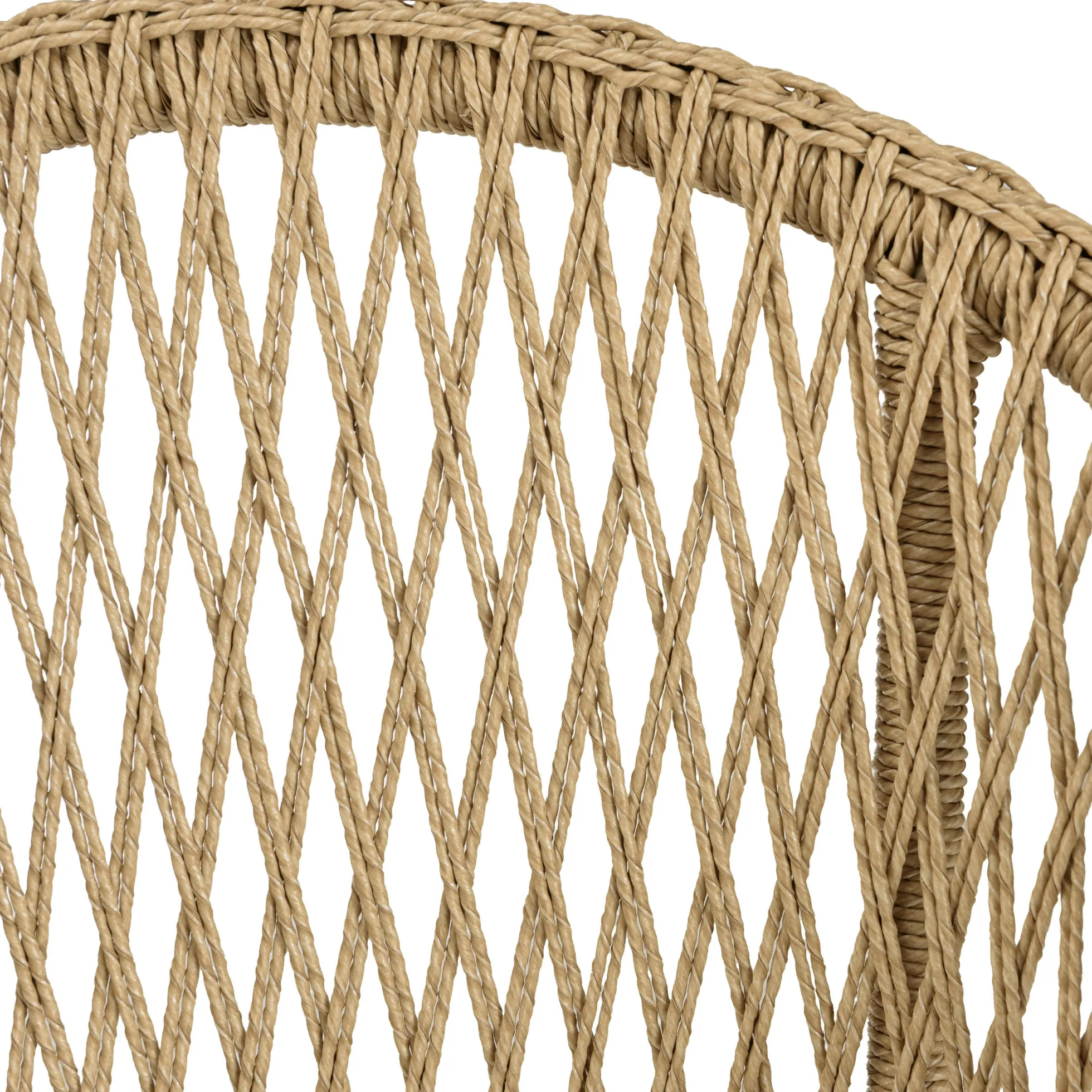 Fauteuil rond tressé beige avec coussin blanc (lot de 2) SUMMER