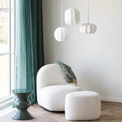 Fauteuil salon blanc pivotant design organique BERLIN