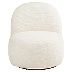 Fauteuil salon blanc pivotant et son pouf assorti BERLIN