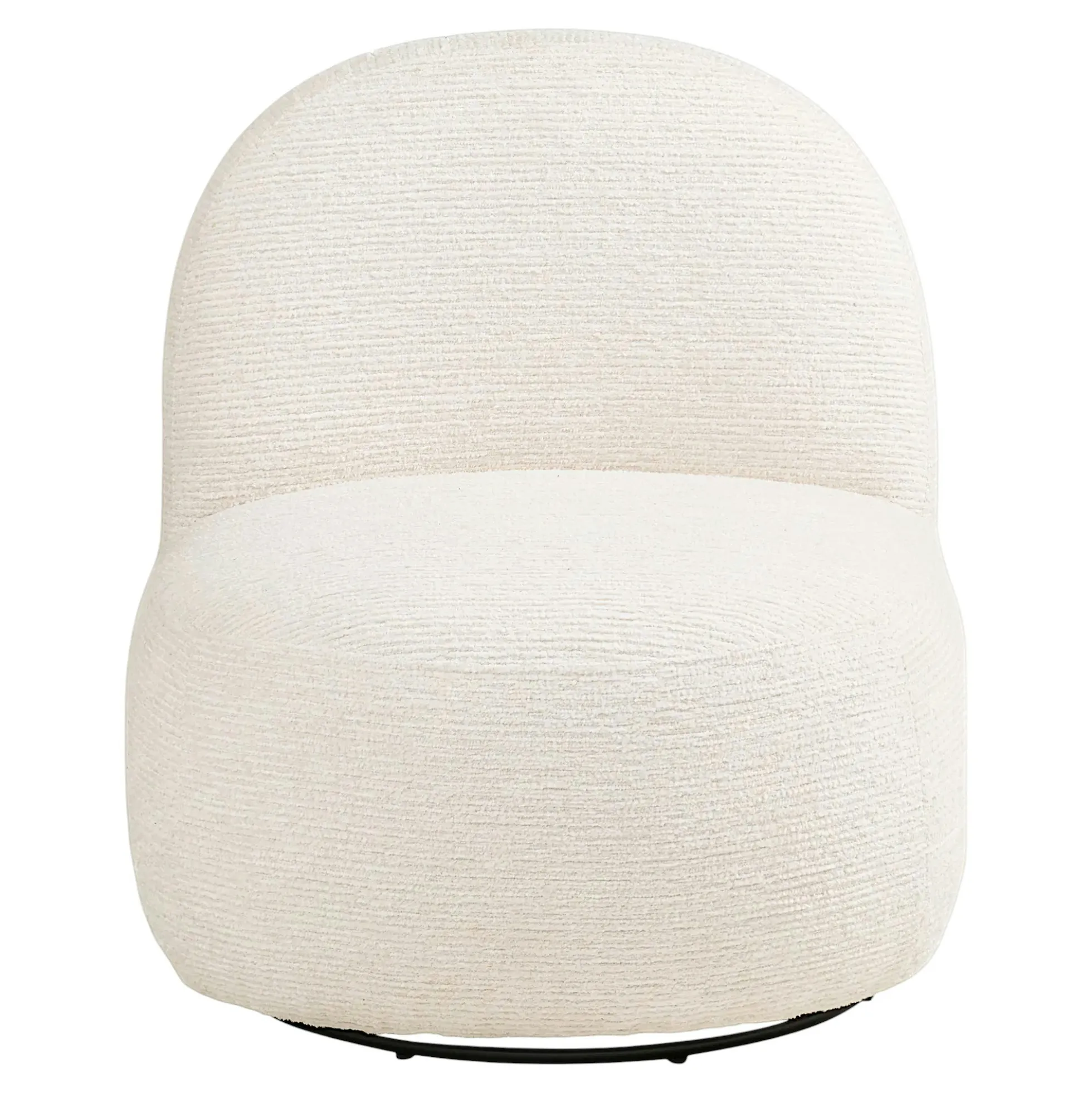 Fauteuil salon blanc pivotant et son pouf assorti BERLIN