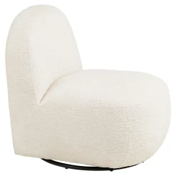 Fauteuil salon blanc pivotant et son pouf assorti BERLIN