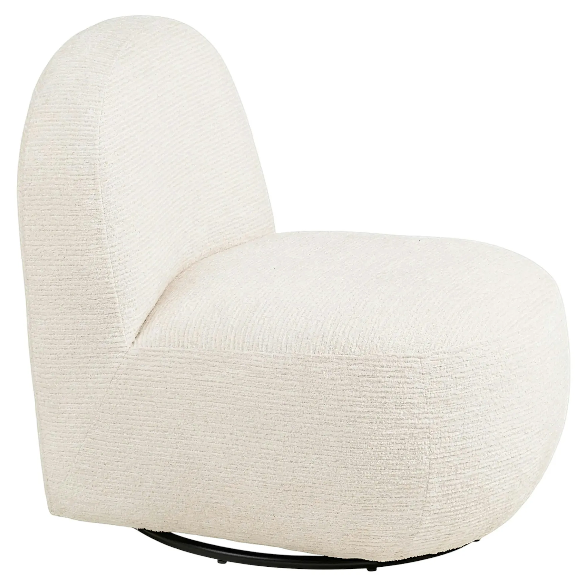 Fauteuil salon blanc pivotant et son pouf assorti BERLIN
