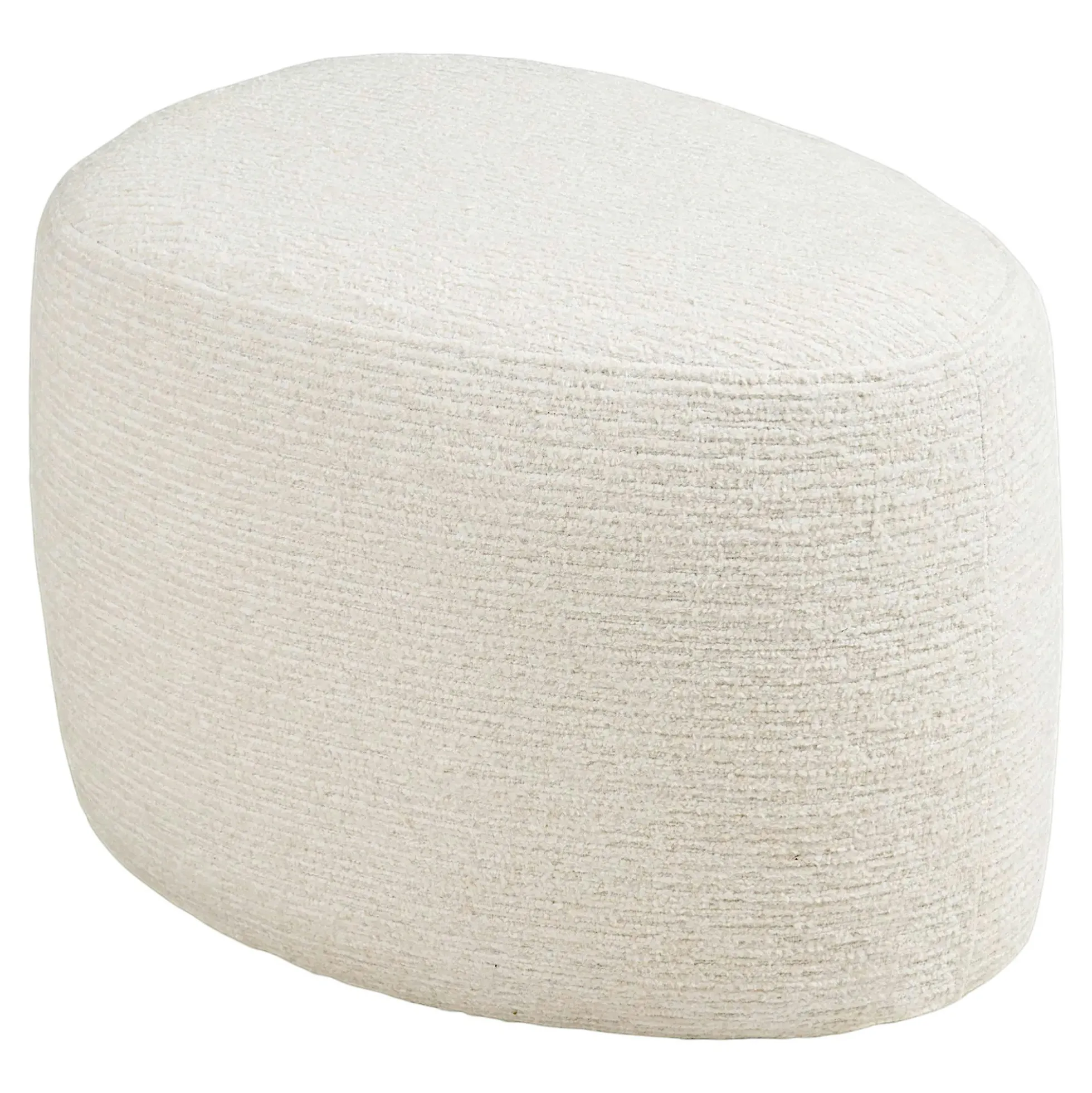 Fauteuil salon blanc pivotant et son pouf assorti BERLIN