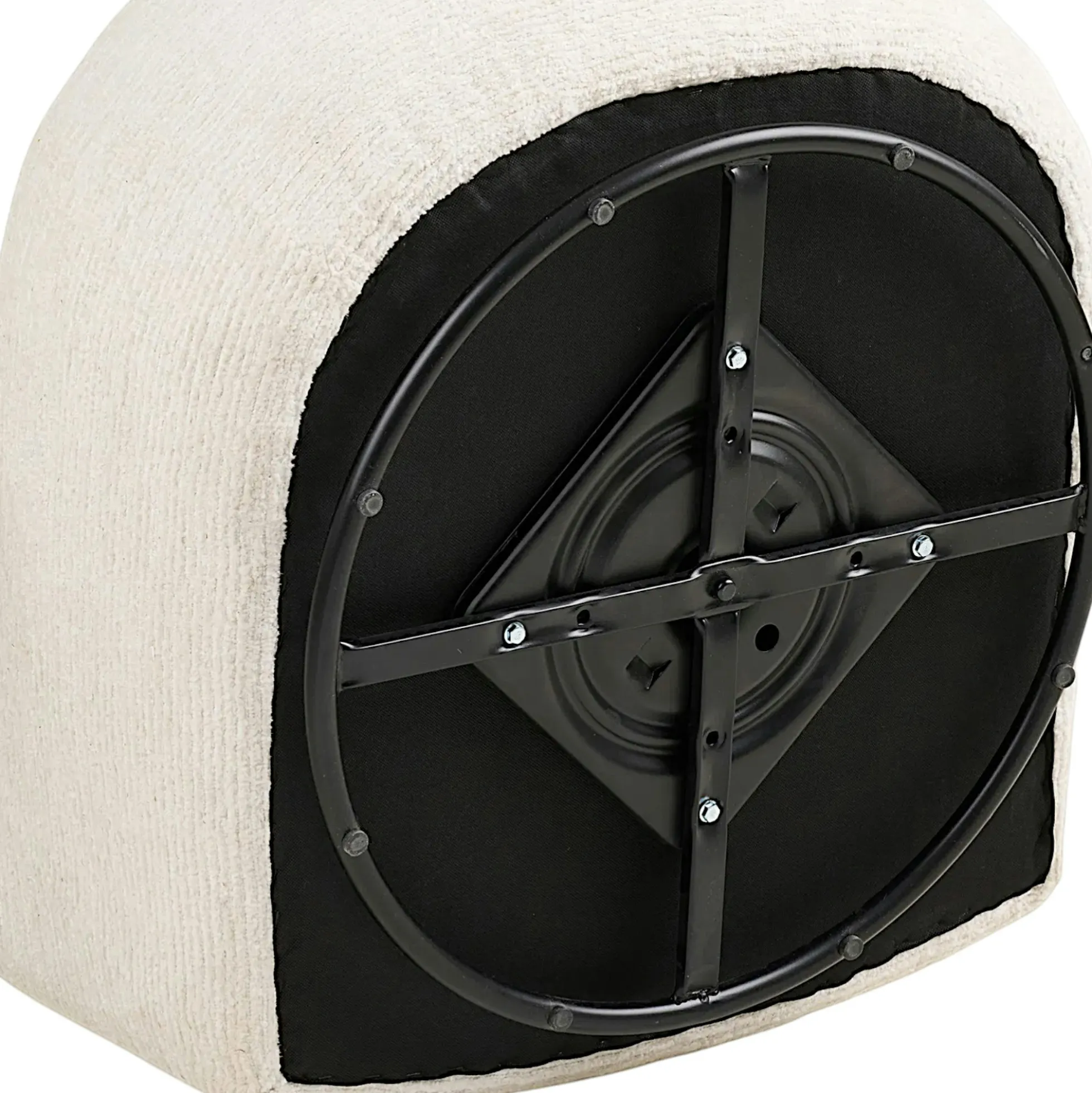 Fauteuil salon blanc pivotant et son pouf assorti BERLIN