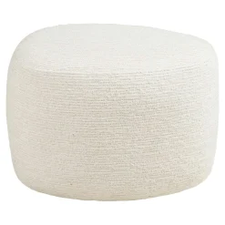 Fauteuil salon blanc pivotant et son pouf assorti BERLIN