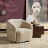 Fauteuil salon pivotant beige tissu chenille BELORA