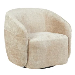 Fauteuil salon pivotant beige tissu chenille BELORA