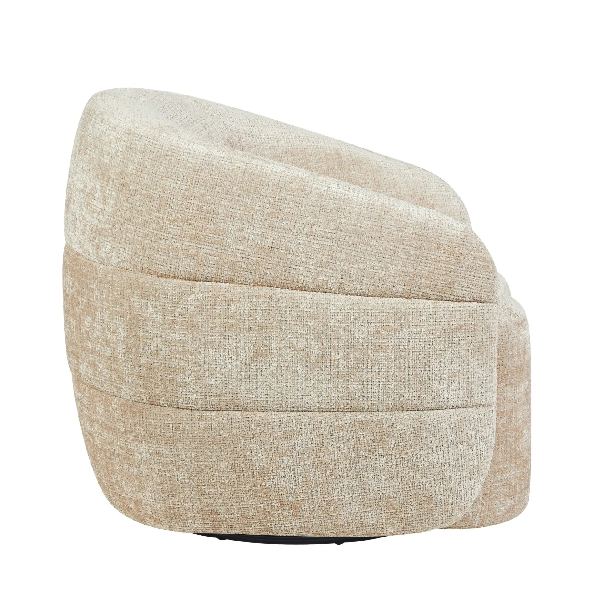 Fauteuil salon pivotant beige tissu chenille BELORA