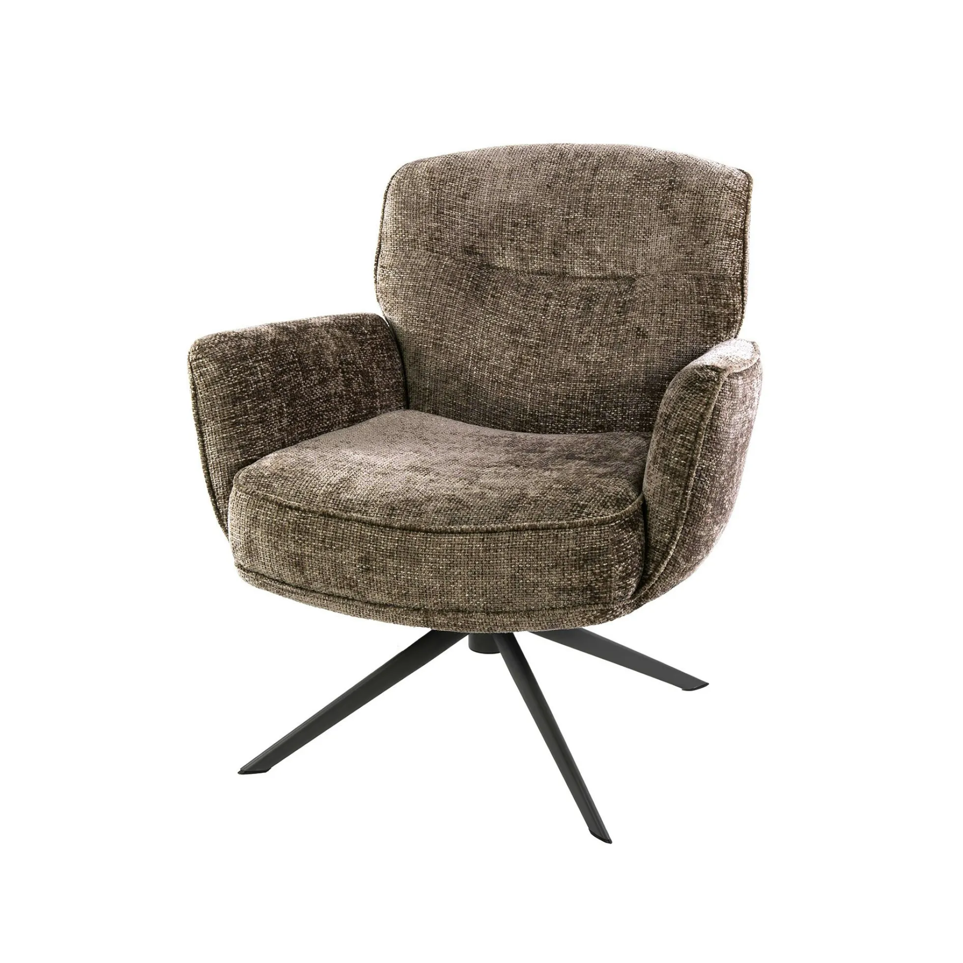 Fauteuil salon pivotant beige chaud à dossier souple ASCOLI