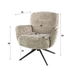 Fauteuil salon pivotant beige à dossier souple ASCOLI