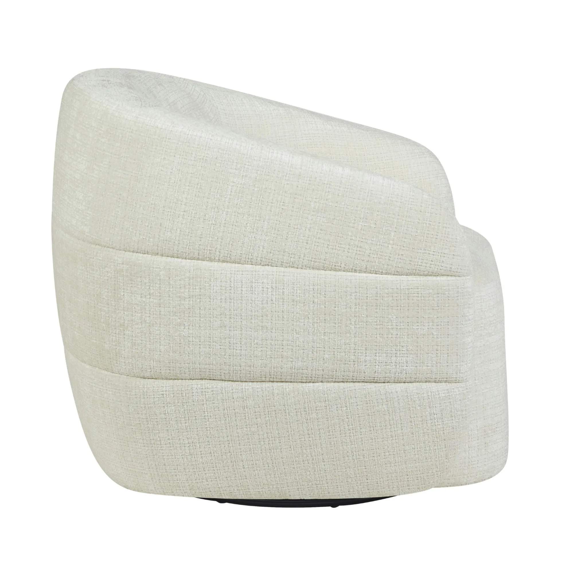 Fauteuil salon pivotant blanc crème tissu chenille BELORA