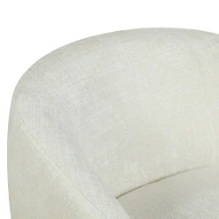 Fauteuil salon pivotant blanc crème tissu chenille BELORA