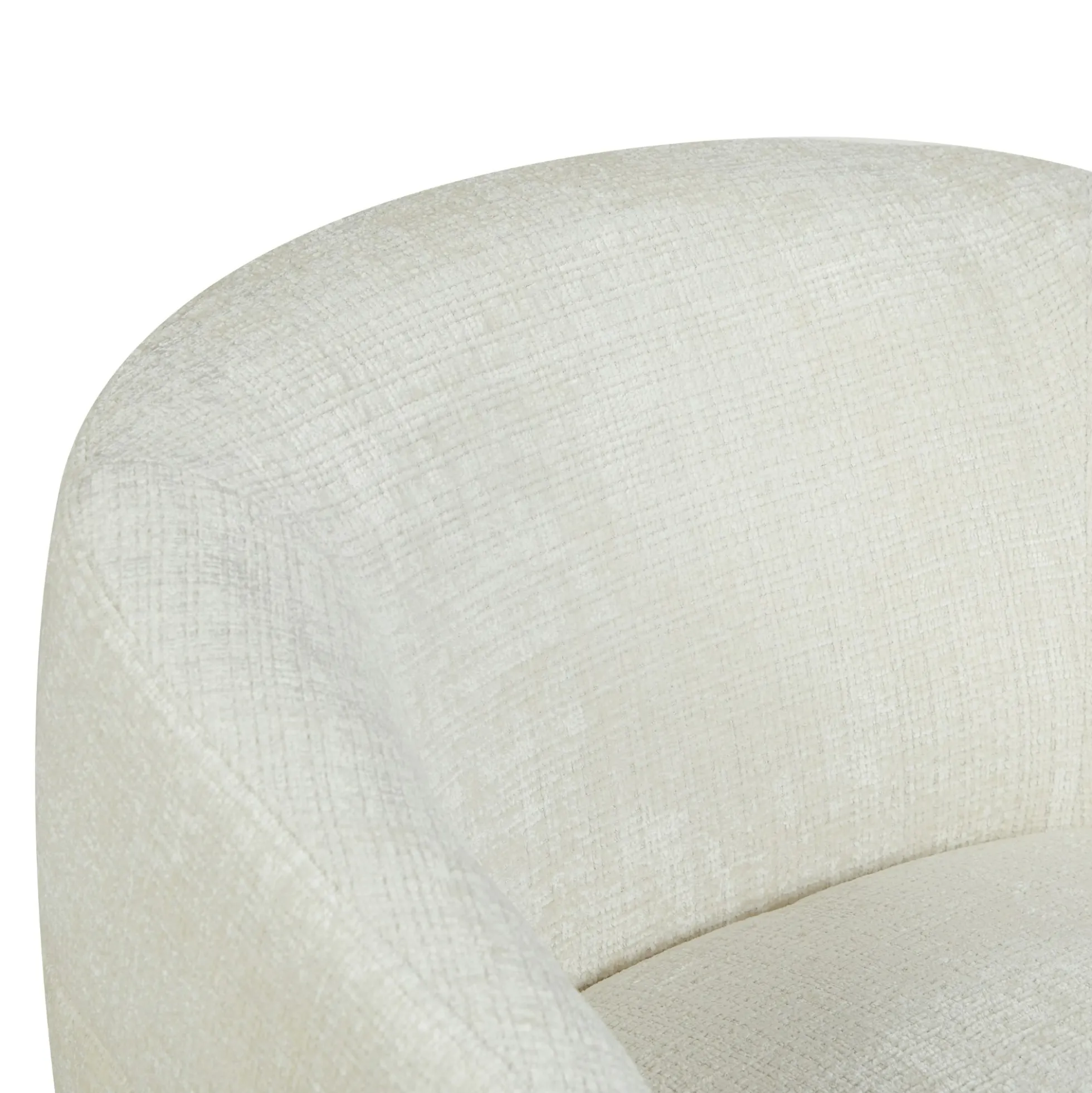 Fauteuil salon pivotant blanc crème tissu chenille BELORA