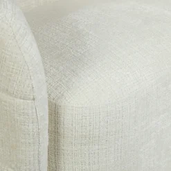 Fauteuil salon pivotant blanc crème tissu chenille BELORA
