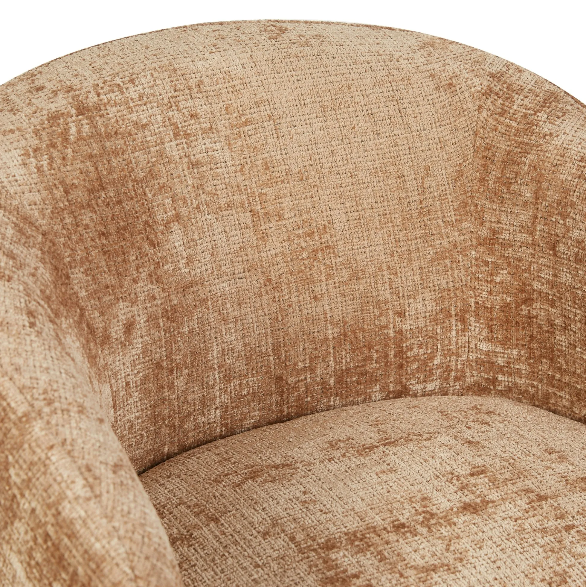 Fauteuil salon pivotant cannelle tissu chenille BELORA