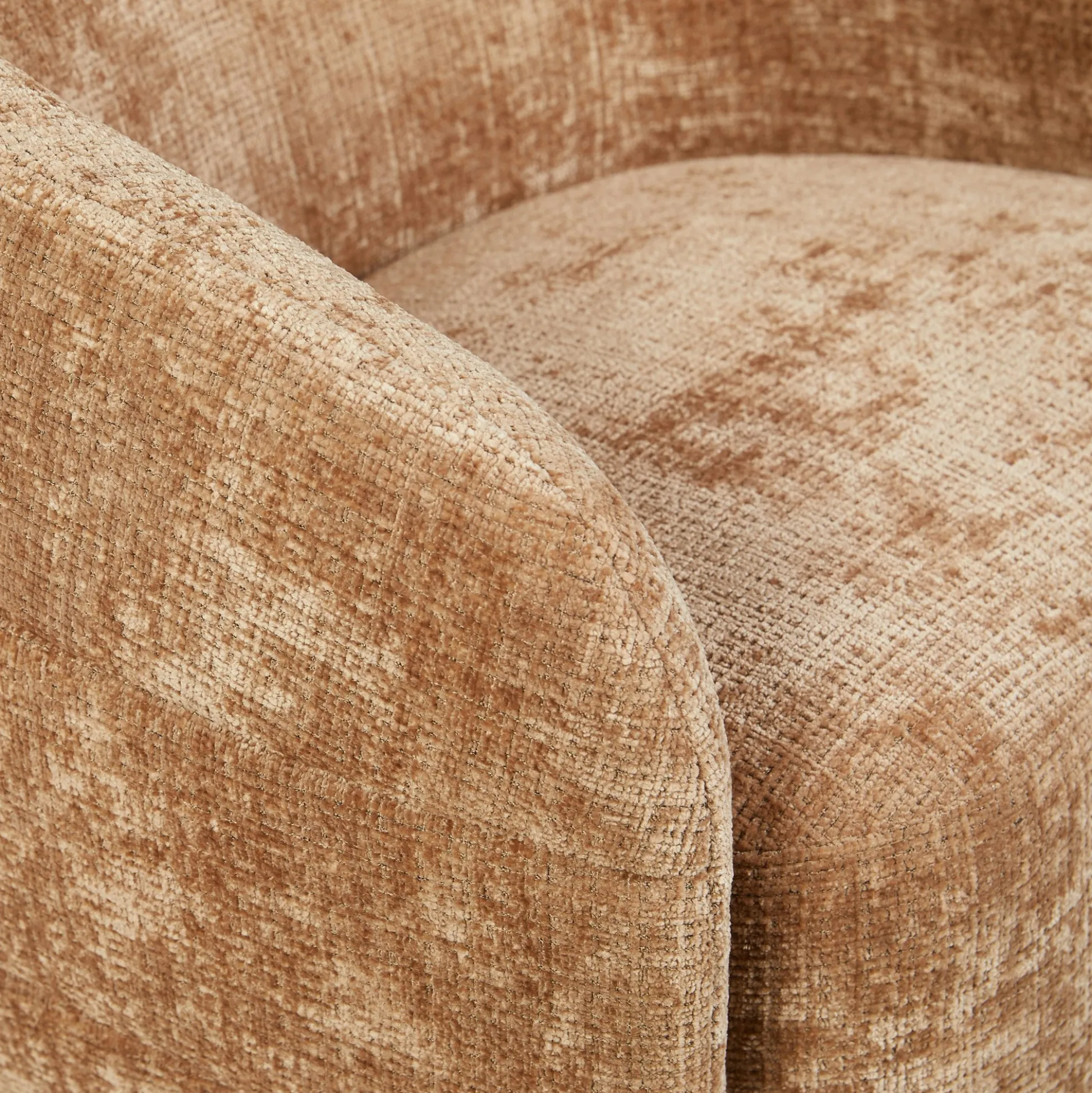 Fauteuil salon pivotant cannelle tissu chenille BELORA