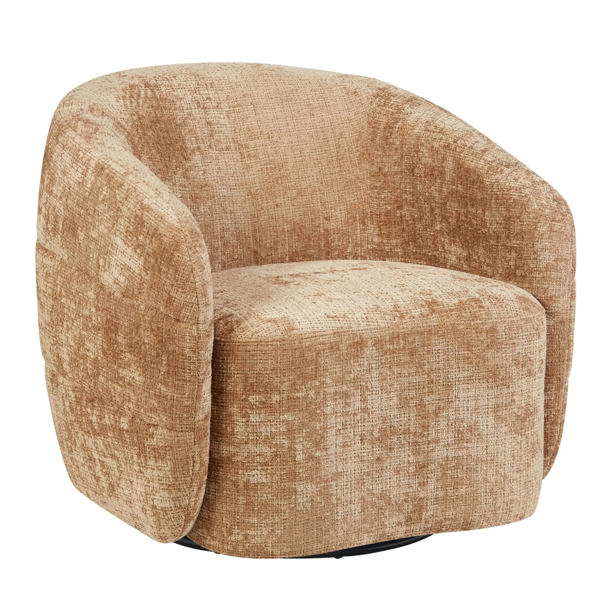 Fauteuil salon pivotant cannelle tissu chenille BELORA