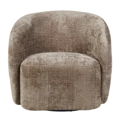 Fauteuil salon pivotant marron tissu chenille BELORA