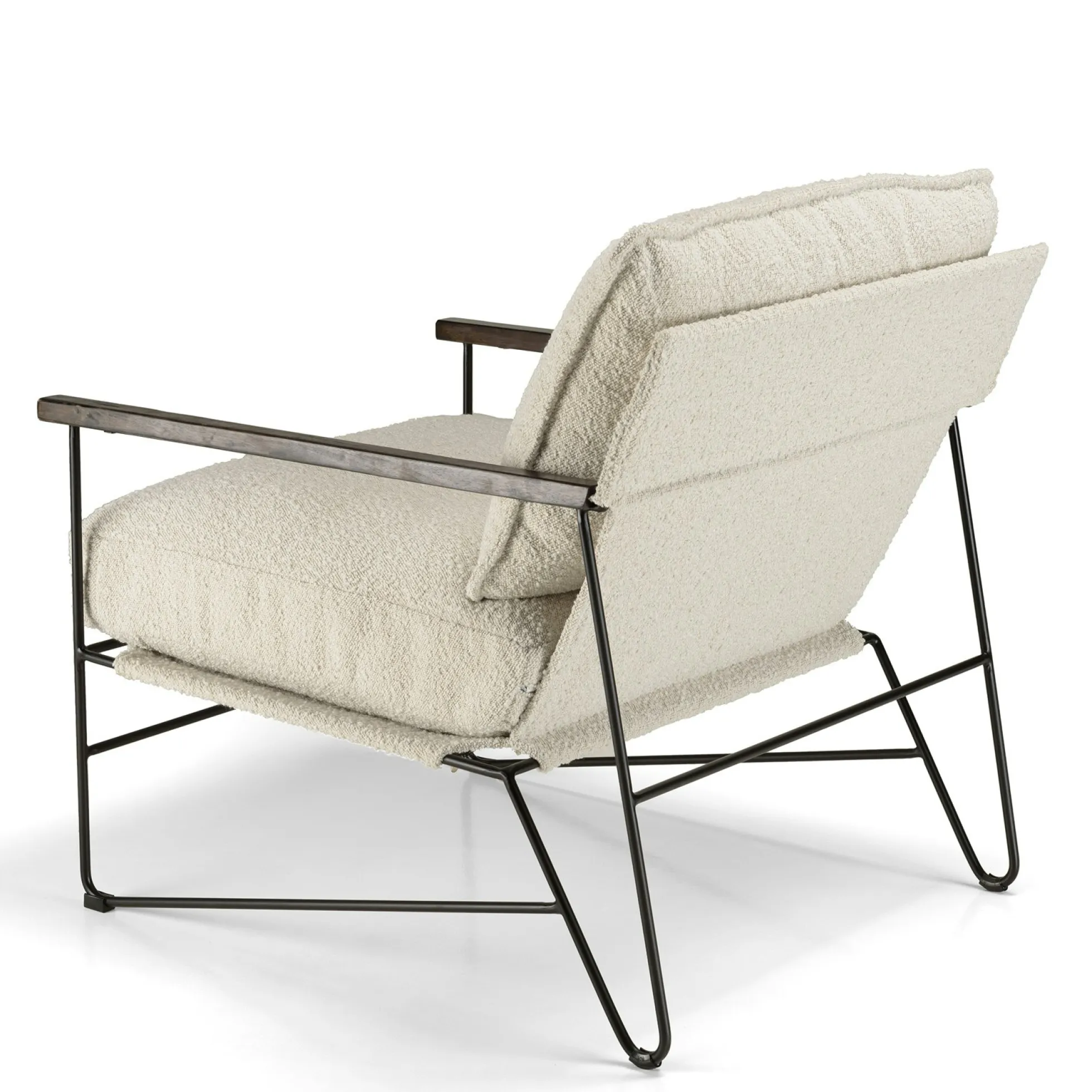 Fauteuil structure métal tissu bouclette blanc TIM