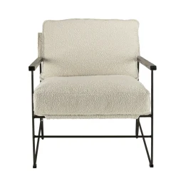 Fauteuil structure métal tissu bouclette blanc TIM
