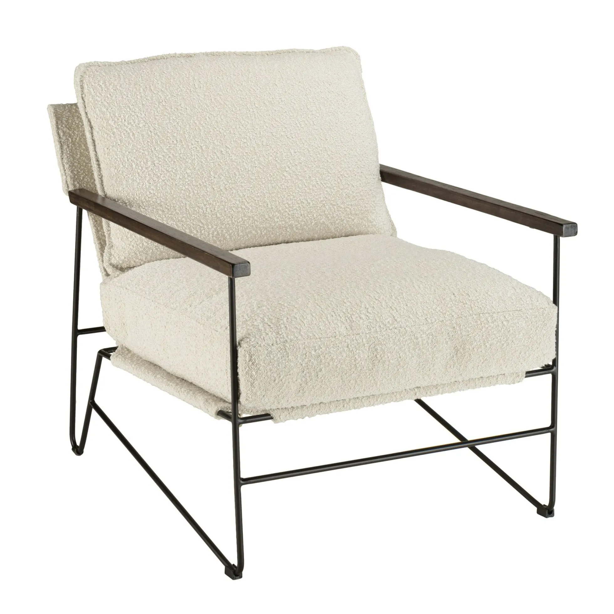 Fauteuil structure métal tissu bouclette blanc TIM