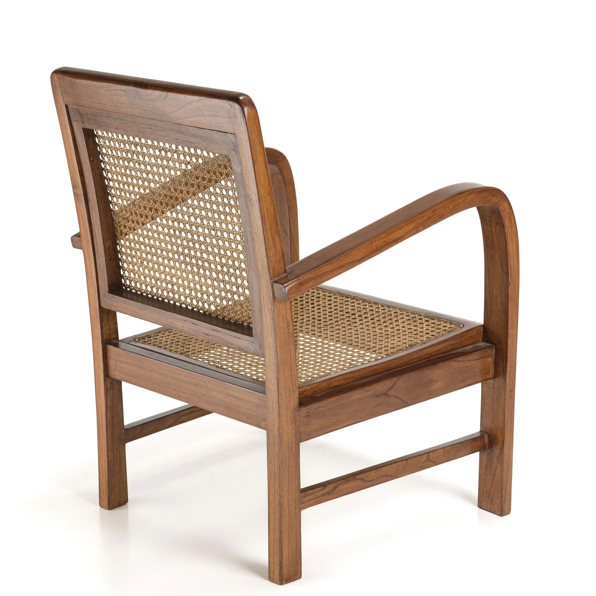 Fauteuil éthnique bois foncé et rotin DIKA