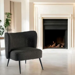 Fauteuil tissu anthracite bouclé MALMOE