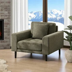 Fauteuil vert olive en tissu ROTTERDAM