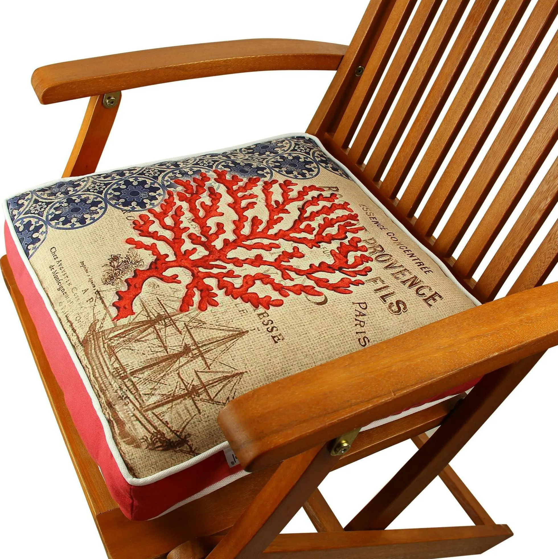 Galette de chaise vintage – corail rouge IZMIR