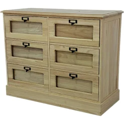 Grainetier Commode Hévéa 6 tiroirs 98,8x41,6x79.5cm MAORI