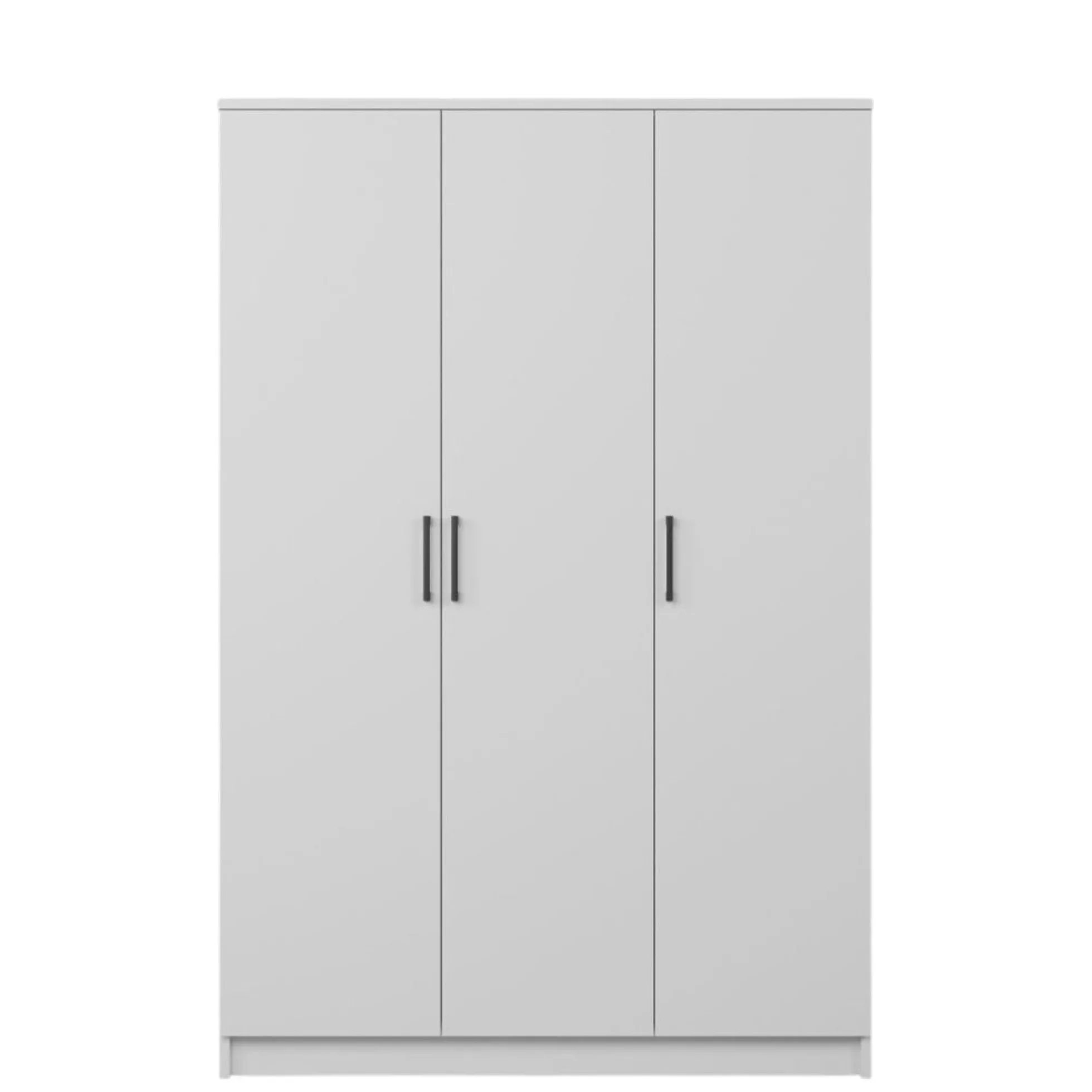 Grande armoire penderie blanche 3 portes 5 étagères BYRON