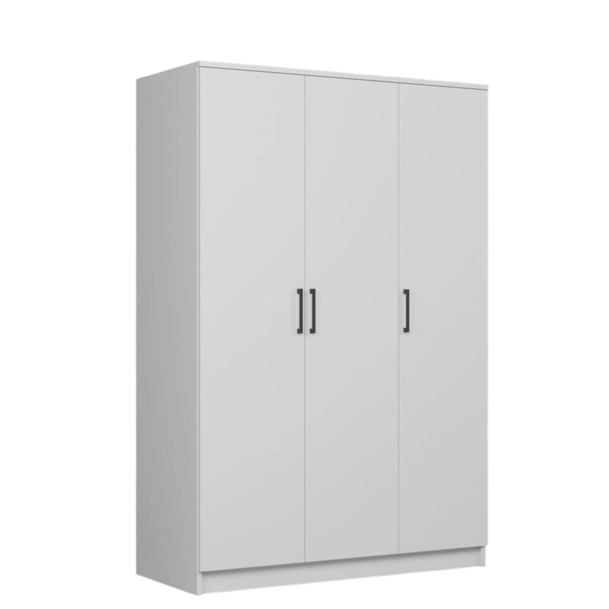 Grande armoire penderie blanche 3 portes 5 étagères BYRON