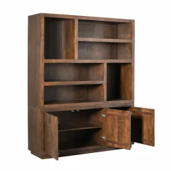 Grande bibliothèque bois foncé style minimaliste MONTARO