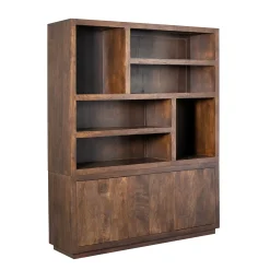 Grande bibliothèque bois foncé style minimaliste MONTARO