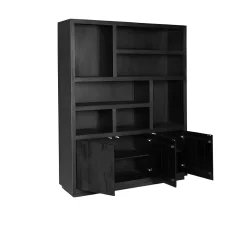 Grande bibliothèque bois noir style minimaliste MONTARO