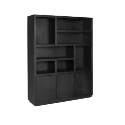 Grande bibliothèque bois noir style minimaliste MONTARO