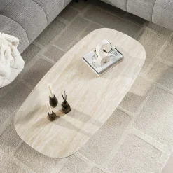 Grande table basse effet travertin 135 cm ASCOLI