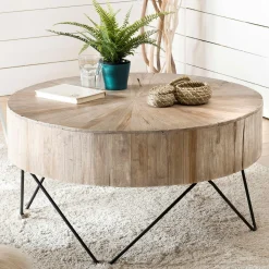 Grande table basse teck forme ronde D90 JAIPUR