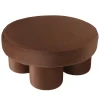 Grand pouf forme en tissu effet velours marron COLOMBUS