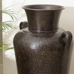Grand vase alu martelé style amphore couleur cuivre/noir H99,5 cm NADOR