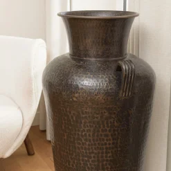 Grand vase alu martelé style amphore couleur cuivre/noir H99,5 cm NADOR