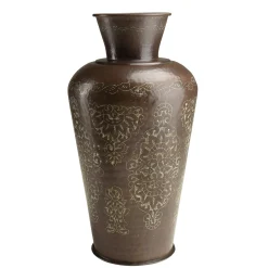 Grand vase brun patiné motifs orientaux dorés H70 cm NADOR