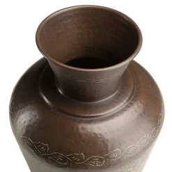 Grand vase brun patiné motifs orientaux dorés H70 cm NADOR