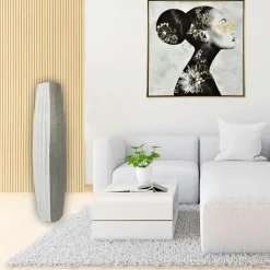 Grand vase décoratif blanc et argent
