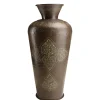 Grand vase oriental couleur cuivre foncé patiné motifs dorés H85,5 cm NADOR